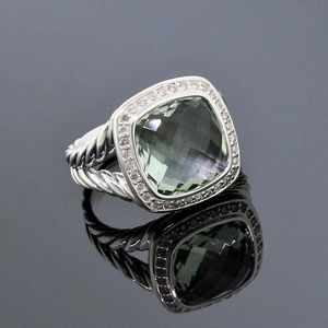 David Yurman 11mm Prasiolite Albion Diamond Ring